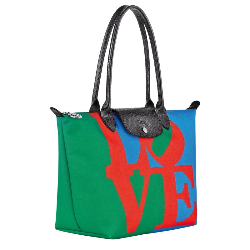 Red / Navy Women's Longchamp x Robert Indiana M Tote Bags | 2365-YPQRB