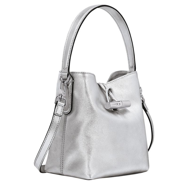 Silver Women's Longchamp Roseau XS Bucket Bags | 7231-GKZHE