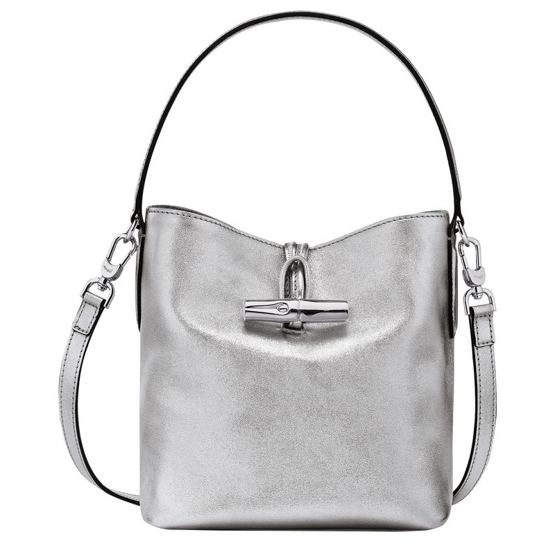 Silver Women\'s Longchamp Roseau XS Bucket Bags | 7231-GKZHE