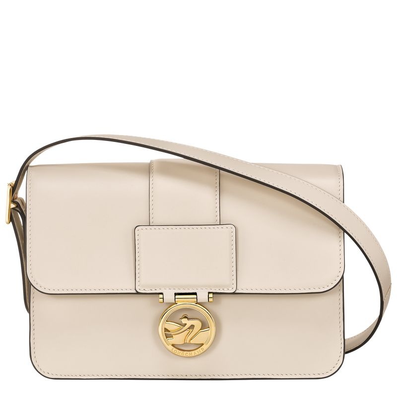 White Women\'s Longchamp Box-Trot M Crossbody Bags | 6340-GEDJU