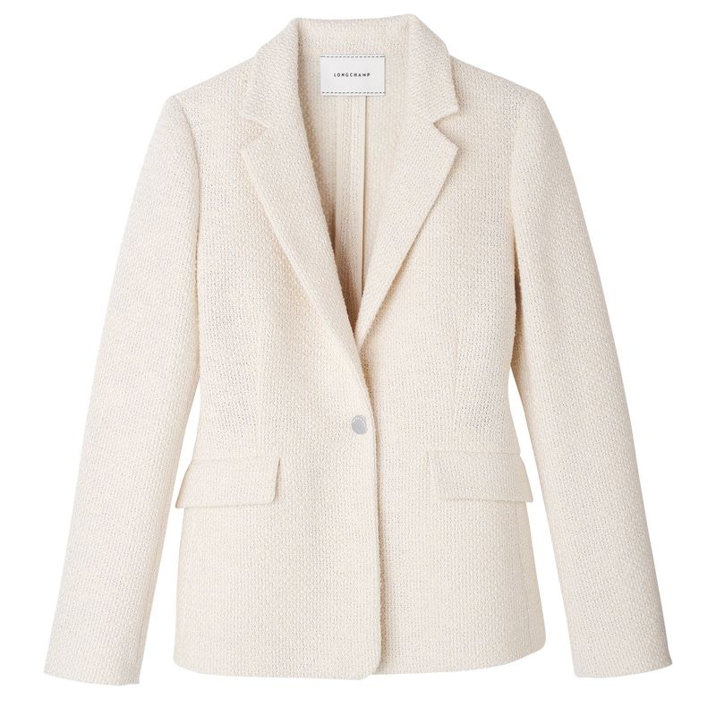 White Women\'s Longchamp Jackets | 9581-PLSVQ