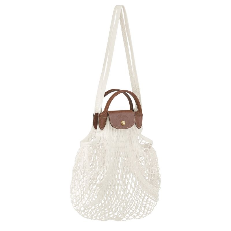 White Women's Longchamp Le Pliage Filet L Handbag | 5029-CRDSW