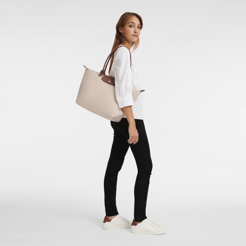 White Women's Longchamp Le Pliage Original L Tote Bags | 8315-RINWD