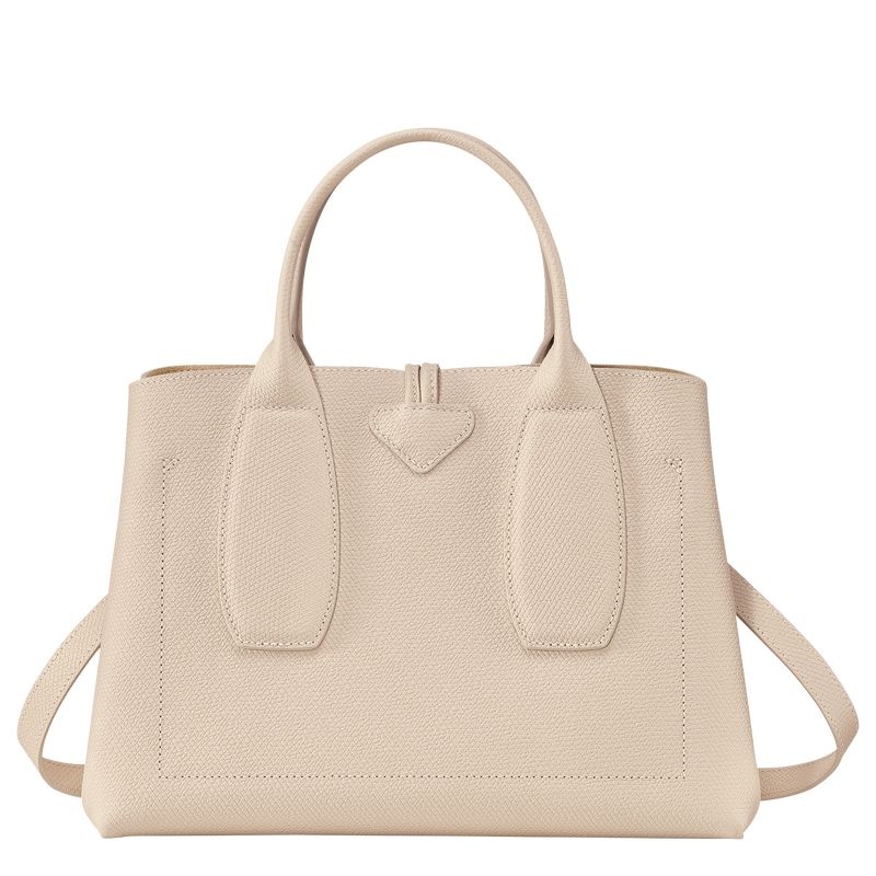 White Women's Longchamp Roseau M Handbag | 1593-ELHIN