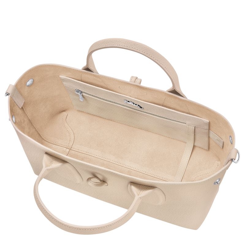 White Women's Longchamp Roseau M Handbag | 1593-ELHIN