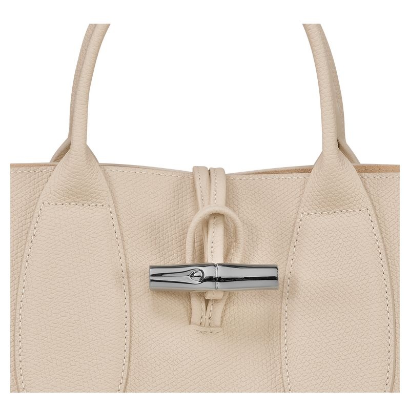 White Women's Longchamp Roseau M Handbag | 1593-ELHIN