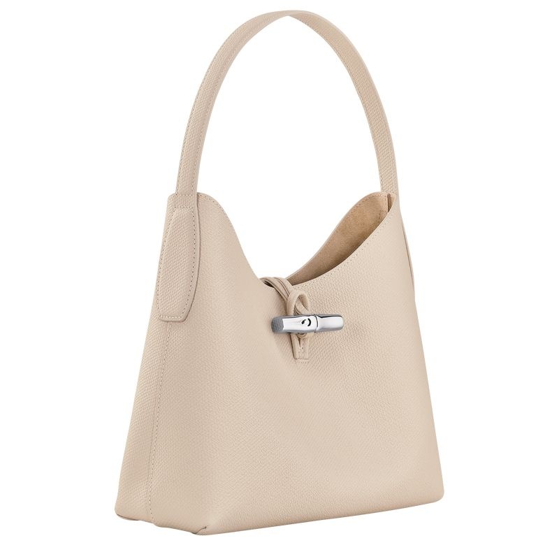 White Women's Longchamp Roseau M Hobo Bag | 4375-BCRDL