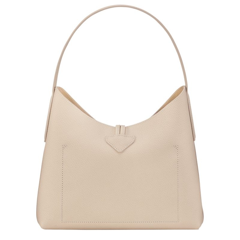 White Women's Longchamp Roseau M Hobo Bag | 4375-BCRDL