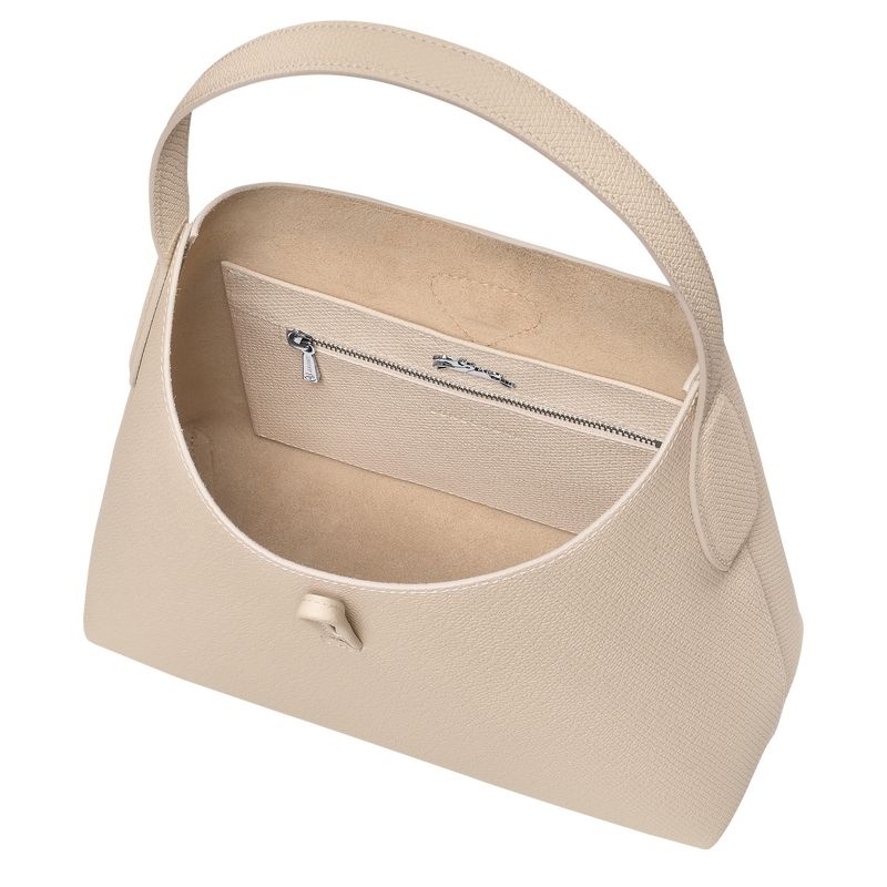 White Women's Longchamp Roseau M Hobo Bag | 4375-BCRDL