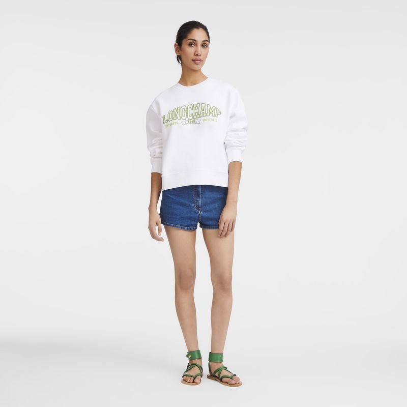 White Women's Longchamp Sweatshirts | 1457-BILYX