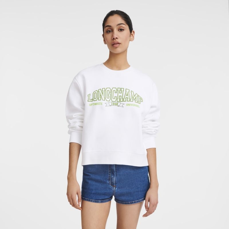 White Women's Longchamp Sweatshirts | 1457-BILYX