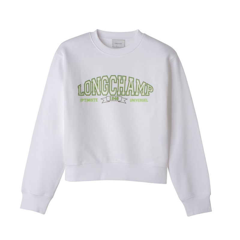 White Women\'s Longchamp Sweatshirts | 1457-BILYX