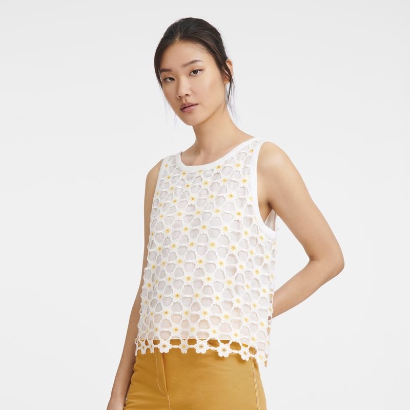 White Women's Longchamp Tops | 9625-VOCAZ