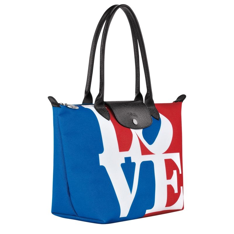 White Women's Longchamp x Robert Indiana M Tote Bags | 5273-ZJFXM