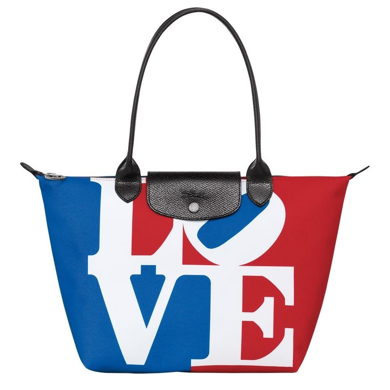 White Women\'s Longchamp x Robert Indiana M Tote Bags | 5273-ZJFXM